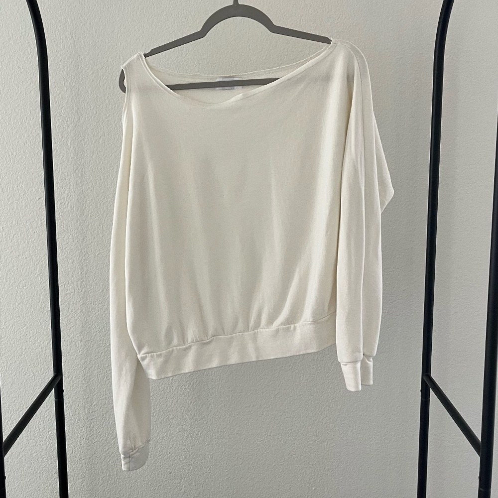 LANSTON x REVOLVE | One Shoulder Cotton Blend Pullover in Cream | Size Small - Picture 4 of 9